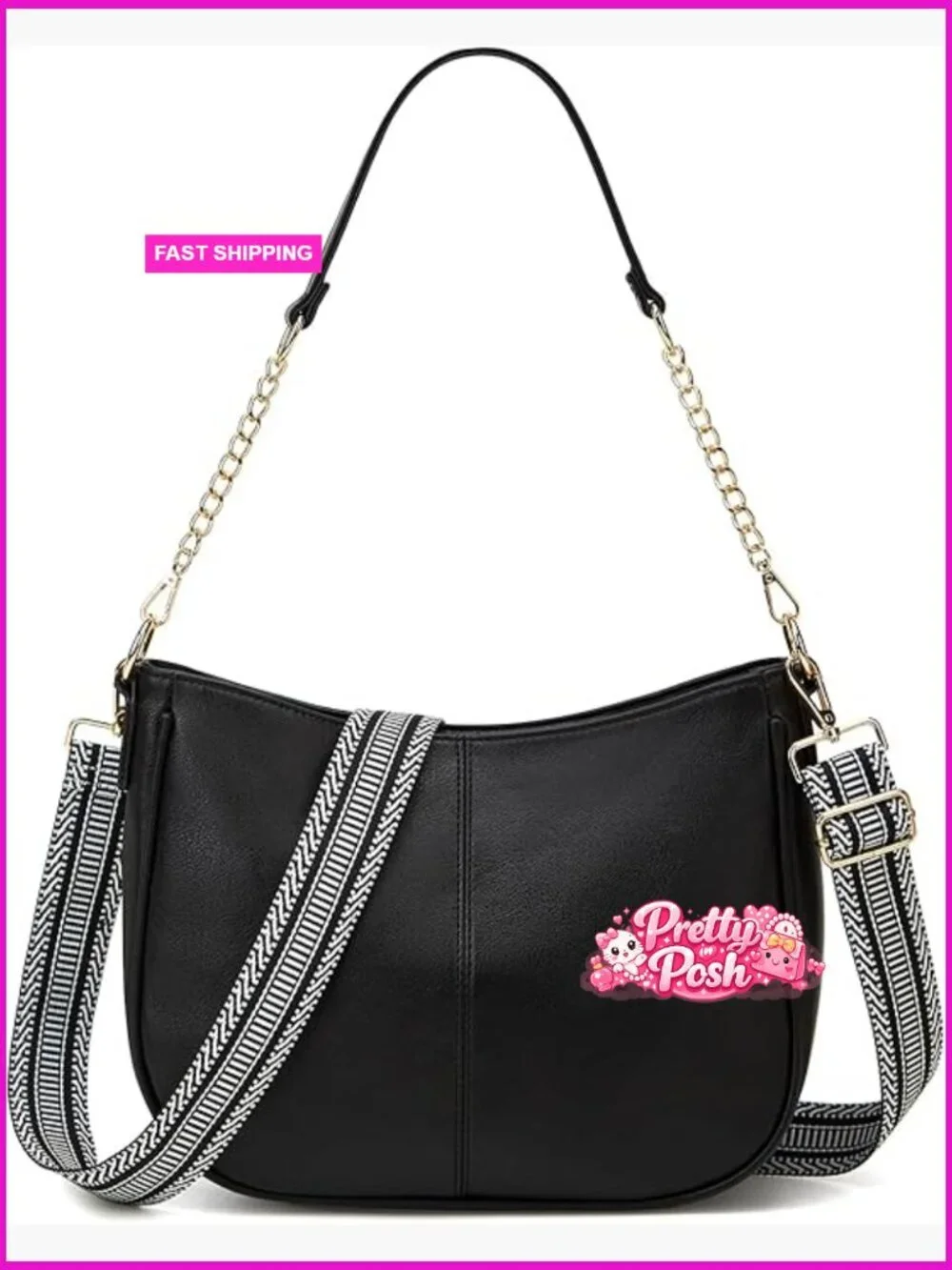 PU Leather Hobo Crossbody Bag with Adjustable Straps